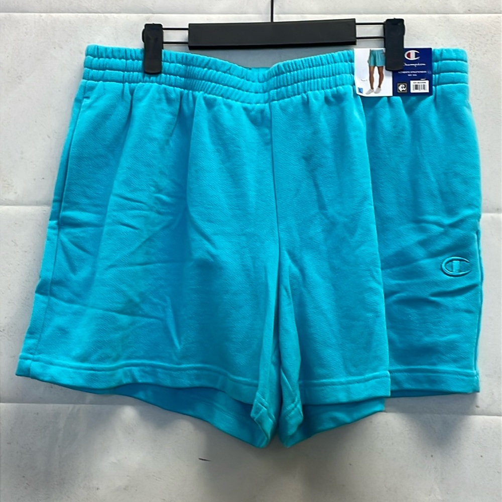 Champion, Aqua, French Terry Shorts, Functional Drawstring (L)